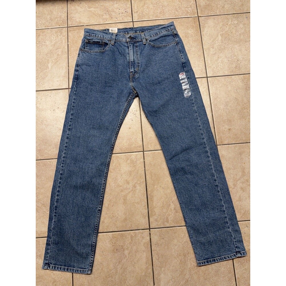 Levis Jeans Mens 34x32 505 Blue Medium Wash Blue Straight Leg Regular Fit NEW
